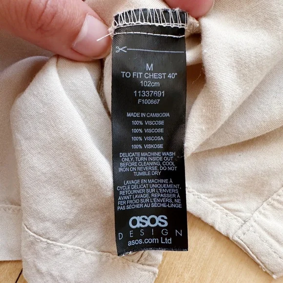 ASOS Design Cream Stone Button Down - Picture 4 of 6